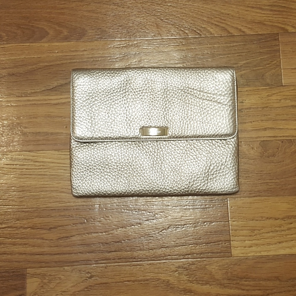 Cole Haan Silver Leather womens envelope clutch